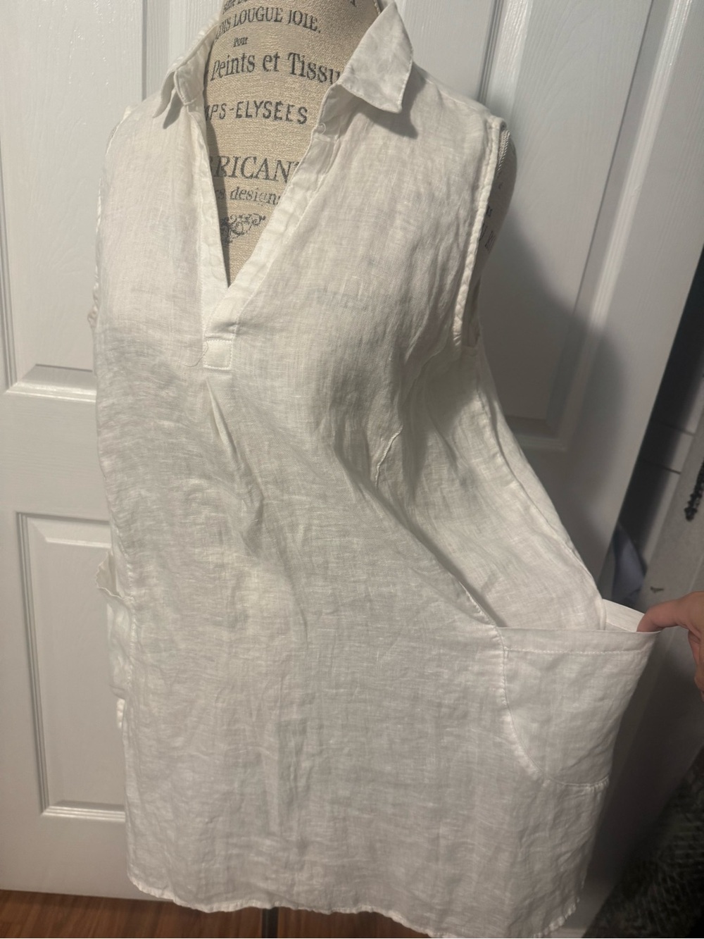 Sigrid Olsen White Sleeveless 100% Linen Tunic